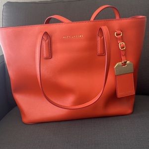Marc Jacobs bright orange tote bag